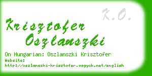 krisztofer oszlanszki business card